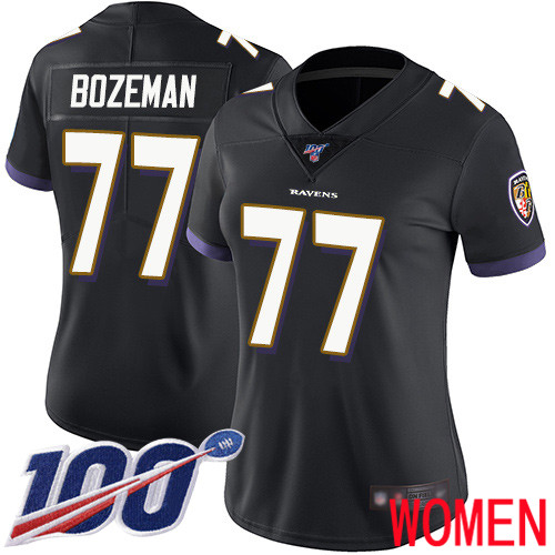 Baltimore Ravens Limited Black Women Bradley Bozeman Alternate Jersey NFL Football 77 100th Season Vapor Untouchable